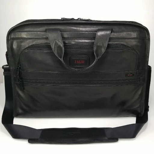 Tumi 96111DH ALPHA Slim Large Screen Portfolio Briefcase Messenger Black Leather