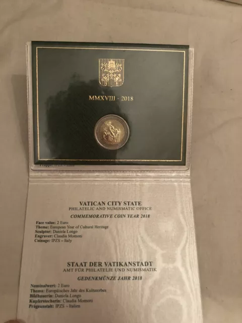 2 euro commemorativi Vaticano 2008 anno europeo del patrimonio culturale Fdc 3