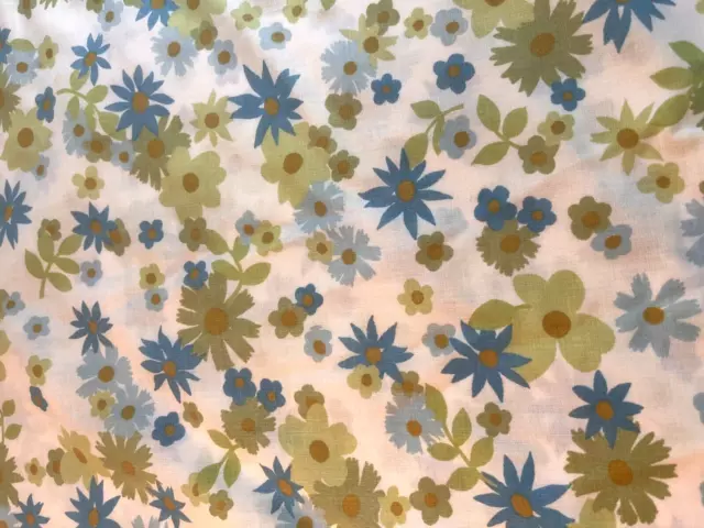 Vintage Groovy Floral Blue Flower Power Perma Prest Muslin Single Pillowcase