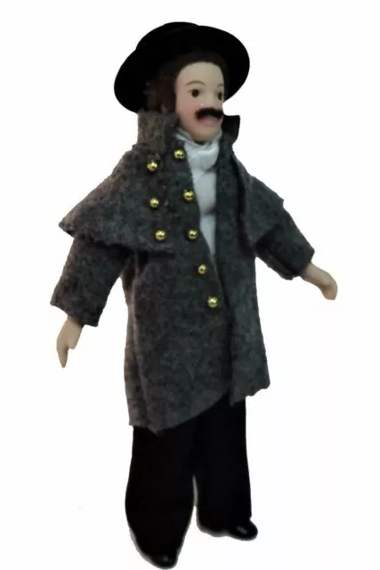 Casa Delle Bambole Vittoriano Gentleman IN Cappotto Miniatura Porcellana Persone
