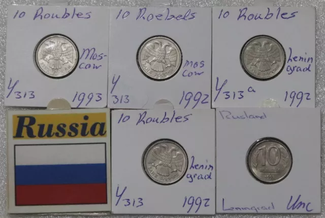 Russia Federation 10 Roubles Varieties & Mints B41 Cm3-5
