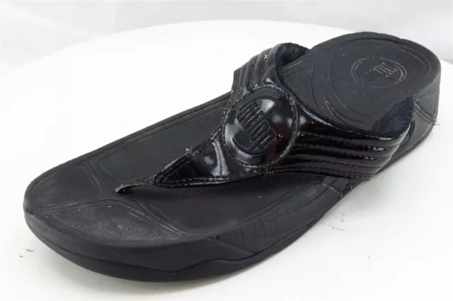 FitFlop Sz 7 M Black Flip Flop Synthetic Women Sandals