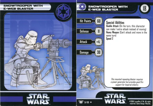 Star Wars Miniatures Champions of the Force SNOWTROOPER E-WEB BLASTER #51 card