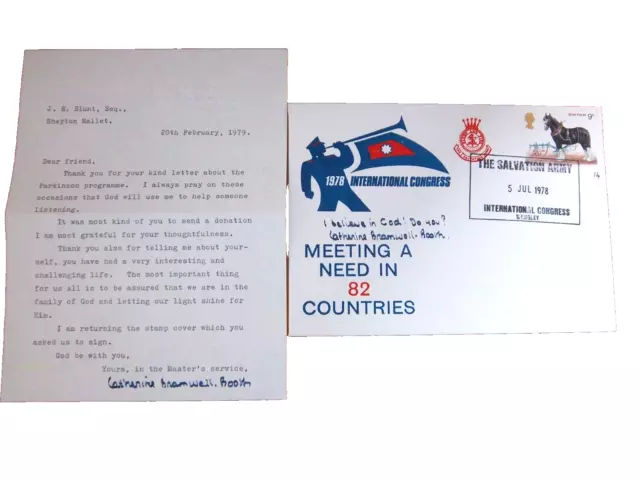 Salvation Army International Congress Catherine Bramwell Signed Cover & Letter