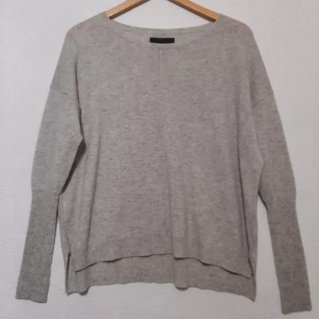 Nili Lotan Sweater Cashmere Small Womens Gray Pullover Long Sleeve Hi Low Soft