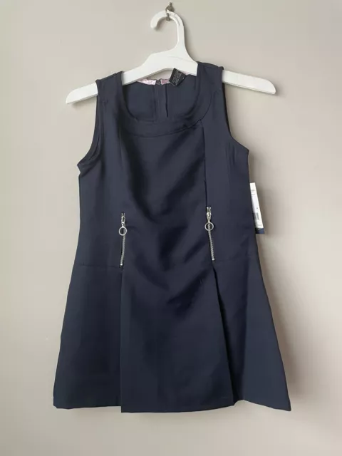 Ralph Lauren Girls 6X Navy Blue Dress A-line Sleeveless O Ring Zipper