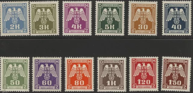 Stamp Germany Bohemia Czech Official Mi 13-24 1940 WWII War Era MNH