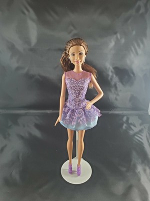 2013 Mattel Fashionistas Barbie Doll Teresa Brunette In Purple Lace Dress Rare