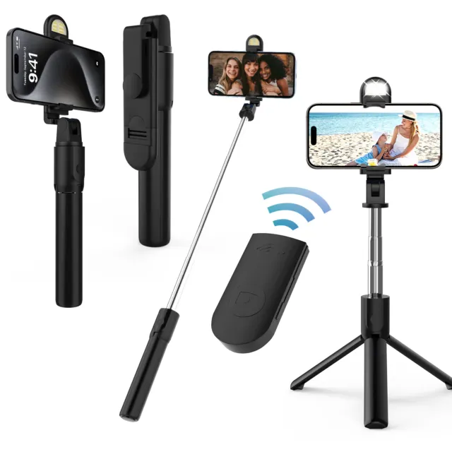 Selfie Stick Tripod Bluetooth Wireless Remote Stand For iPhone 15 Pro Max 14 13 2