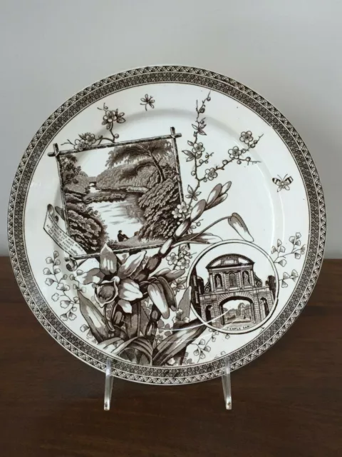 Wallis Gimson & Co THE WORLD TEMPLE BAR Aesthetic Brown Dinner Plate c. 1884
