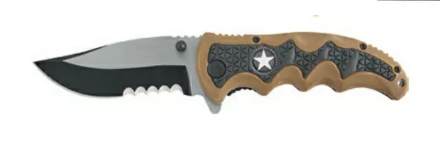 Coltello pieghevole Militare tattico Ausonia Lama Seghettata Inox Tascabile