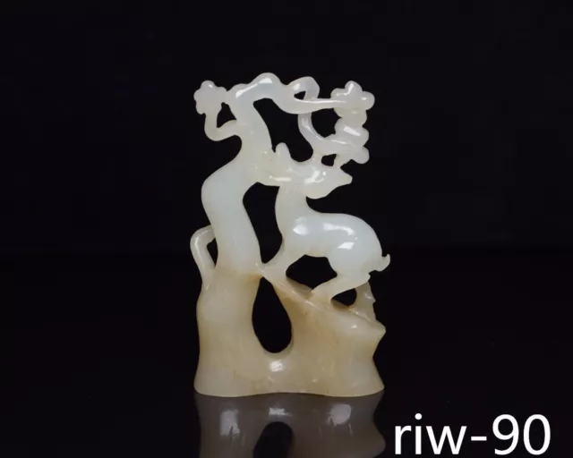 Chinese antique Collection Fine carving Hotan jade deer