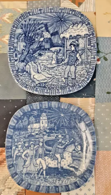 Lot of 2 Rorstrand Sweden Plates 1970 and 1972 Julen, D=8"