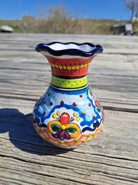 Authentic Talavera Flower Vase 5” Tall
