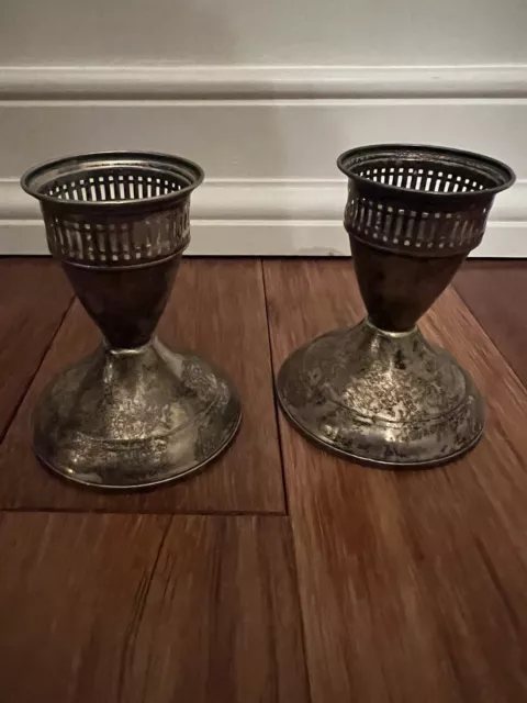 Vintage Uchin Creation Sterling Weighted Candlesticks