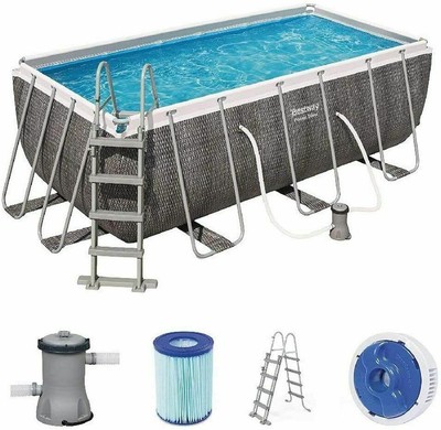 Bestway PISCINA FUORITERRA RETTANGOLARE POMPAFILTRO SCALETTA DISPENSER Giardino Bambini 