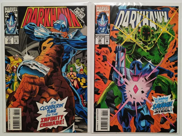 DARKHAWK Vol. 1: #31, #32 SET 1993 INFINITY CRUSADE CROSSOVER Marvel LOT VF/VF+