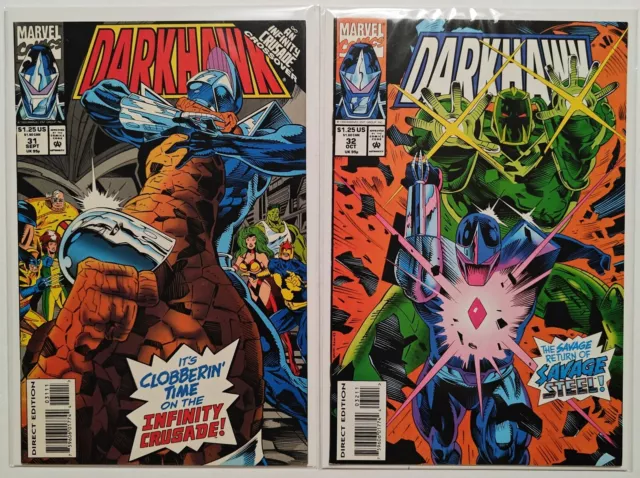 DARKHAWK Vol. 1: #31, #32 SET 1993 INFINITY CRUSADE CROSSOVER Marvel LOT VF/VF+