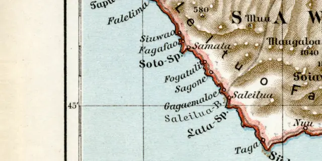 Samoa Inseln historische Landkarte Lithographie ca. 1907 antike Karte Geographie 5