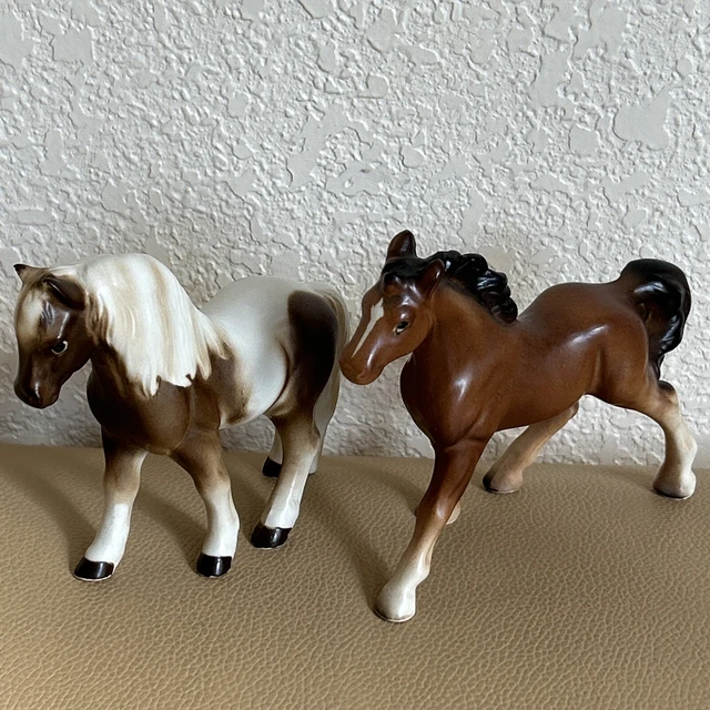 Vintage 2 Ceramic Porcelain Horse Figurine Made in Japan