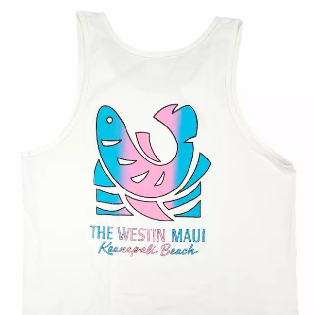 Vintage Maui Hawaii Tank Top Mens Size Medium White 90s The Westin Made In USA