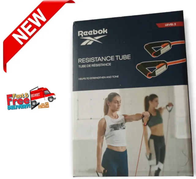 Reebok Resistance Band Tube Training Band Exercise Gym Fitness Workout Level 2 ✅