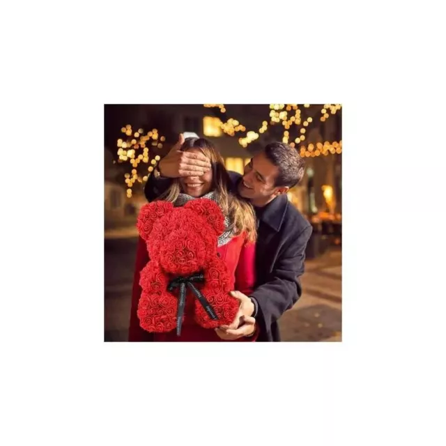 Orso di Rose Rosso 25cm con confezione trasparente e nastro San Valentino 2