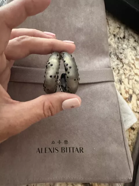100%  Authentic Alexis Bittar Vintage Lucite & Crystal Oblong Hoop Earrings