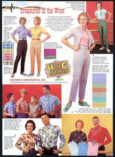 1961 H BAR C Ranchwear mens womens western shirts clothes pix vintage print ad