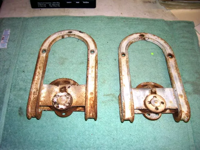 Pair of Antique Horseshoe Barn Door Rollers Hangers, Work, Solid
