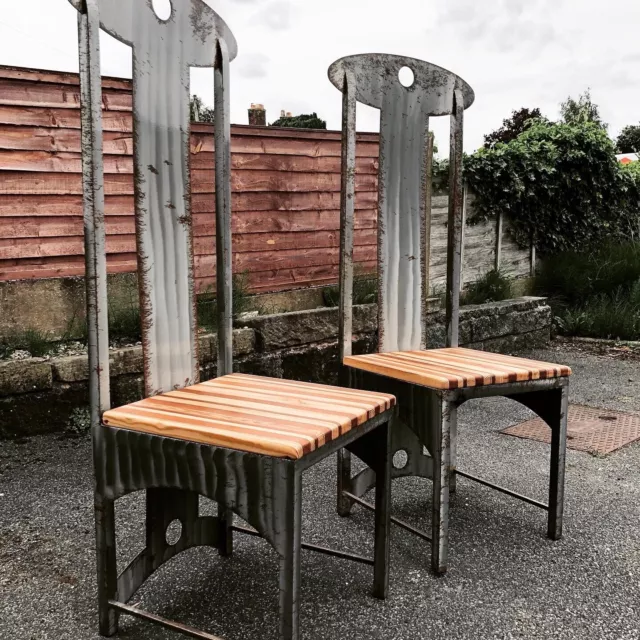 Mackintosh Argyle Inspired High Back Chairs. Sold As A Pair 3