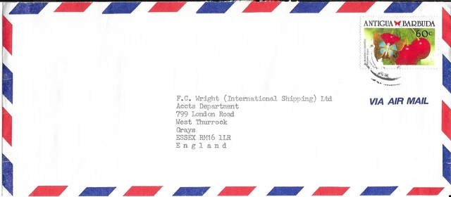 Antigua and Barbuda - Air Mail Cover - to Grays, Essex