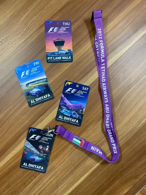 f1 memorabilia Abu Dhabi 2012 Race weekend tickets & Lanyard