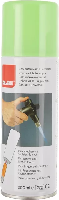 Recharge Gaz Butane Universel 200 ml Briquet Clipper Chalumeau Cuisine Aérosol