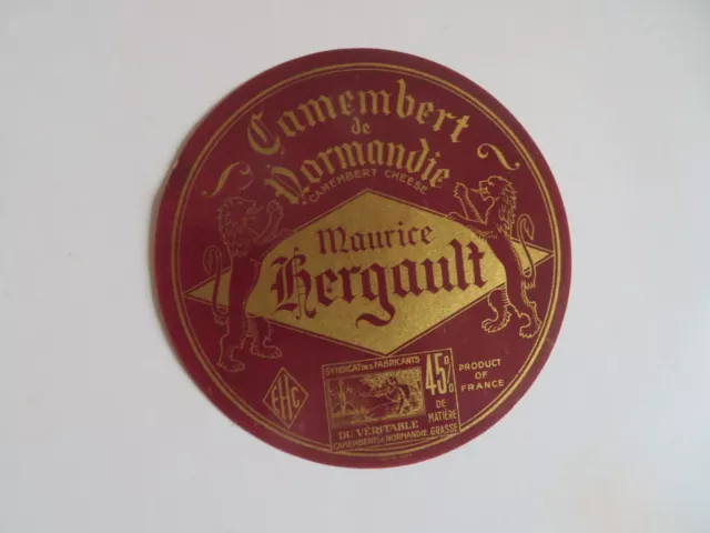 étiquette  ancienne de fromage camembert Maurice Hergault