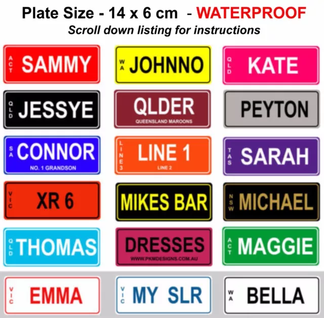 KIDS BIKE MINI NUMBER PLATE 14 x 6 cm NOVELTY PERSONALISED SIGNS BIRTHDAY GIFT