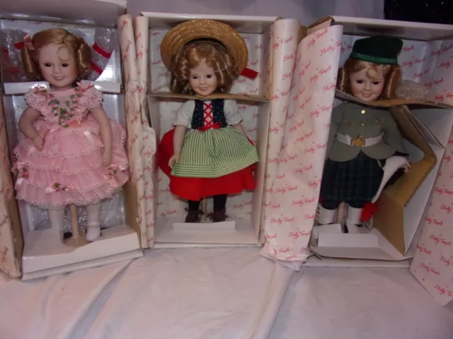 Lot of 3 Danbury Mint Shirley Temple Dolls of the Silver Screen Porcelain 14"