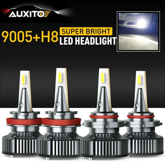 4pcs 9005 H11 Combo LED Headlight Bulb High Low Beam Performance 6500K White GUS