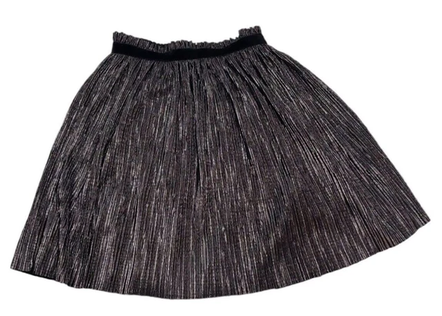 Zara Girl Skirt Sz 8 NWT Silver Pleats Lame Formal Dressy Pull On Lined Velvet