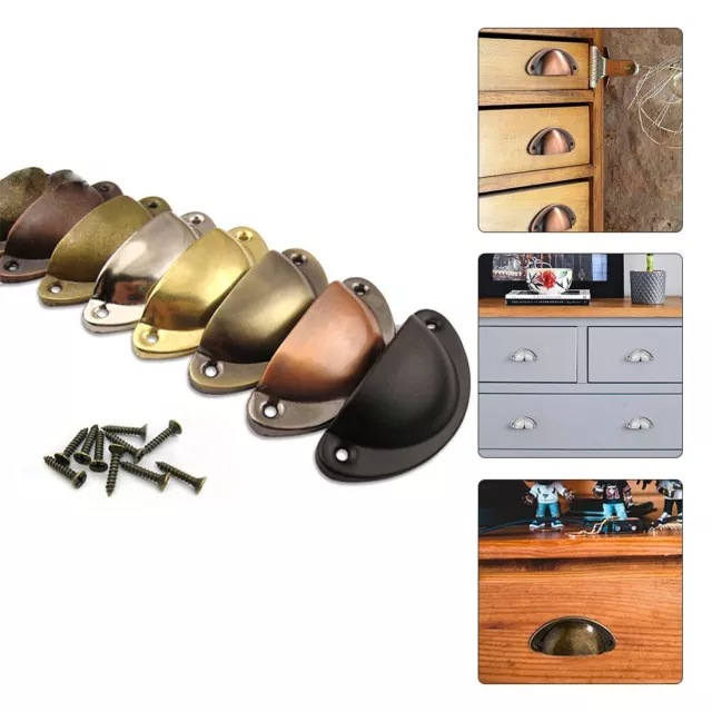 Drawer Shell Door Cupboard Cabinet Pull Cup Furniture Handle Retro Antique Knob