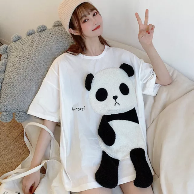 Women Girl Loose T Shirt Blouse Panda Short Sleeve Tee Tops Casual Harajuku Cute