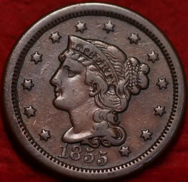 1855 Philadelphia Mint Copper Braided Hair Large Cent