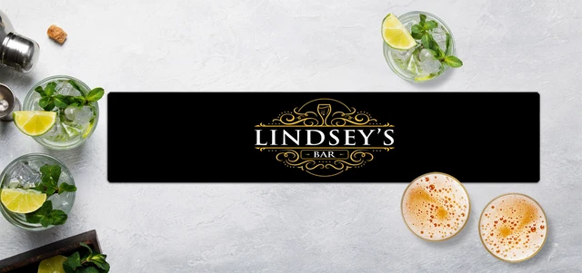 Personalised Gin Bar Runner Mat - Gold label Home Bar mat home bar mat L999