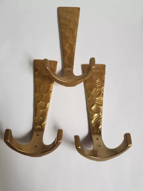 3 alte Garderobenhaken Wandhaken Kleiderhaken  Messing 15 cm länge