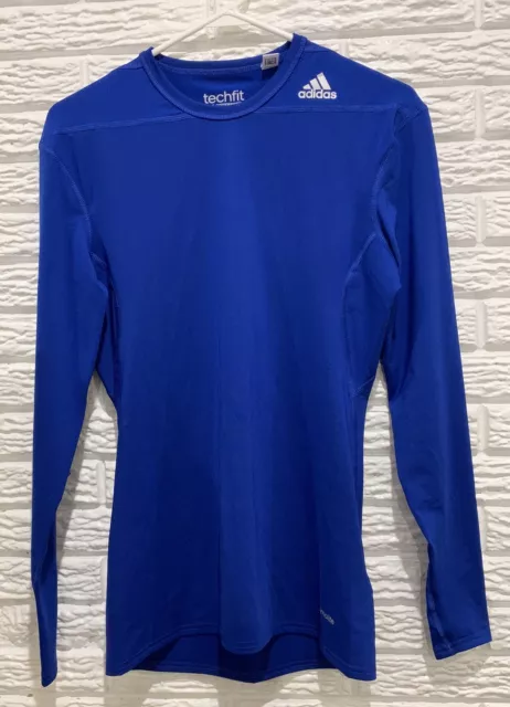 Adidas Climalite Techfit Compression, Long Sleeve Shirt, Men’s Large, Royal Blue