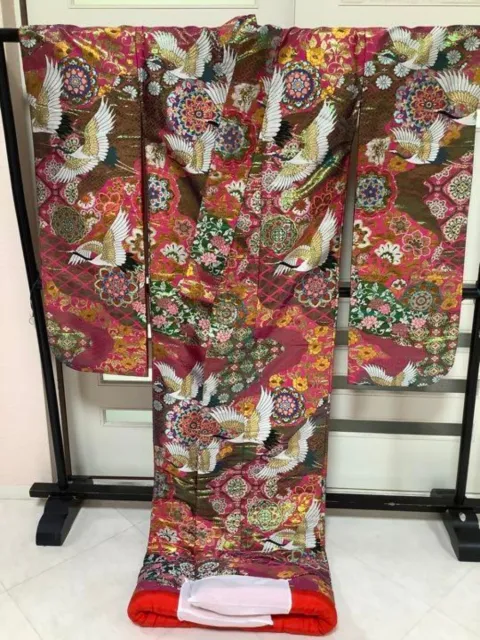Japanese Kimono Uchikake Luxurious Wedding Pure Silk Glitter pink from japan 2