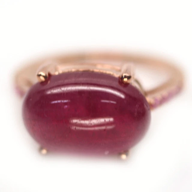 11 X 16 Mm. Rot Rubin & Cubic Zirkonia 925 Sterlingsilber Ringgröße 8