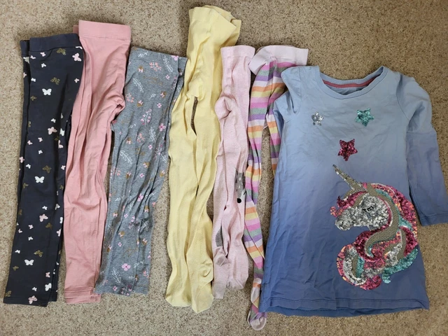 Girls  Bundle Used 5-6 Years Leggings (With Feet)  jumper-Dress sequin