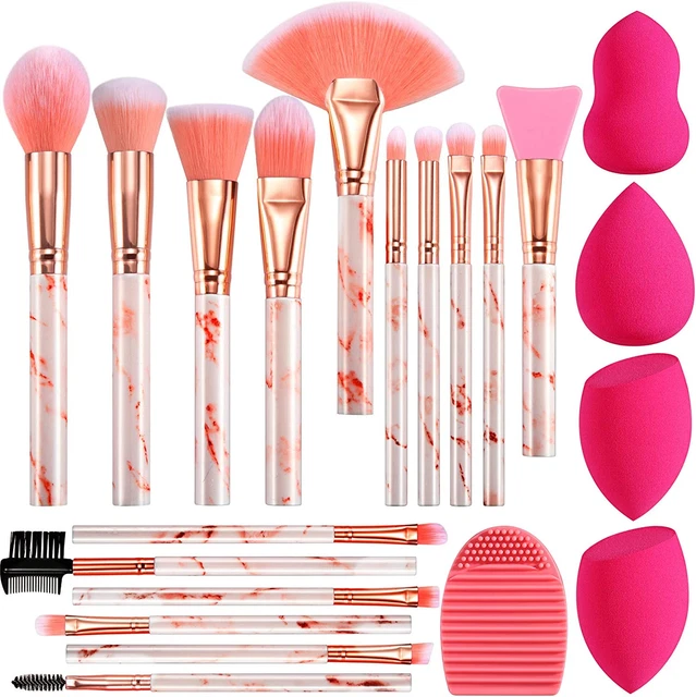 Pennelli Trucco FILY DUAIU 16 Set Pennelli Make up Professionali in Marmo Con 4