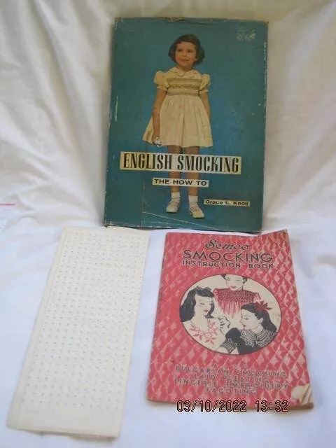 Two vintage smocking books. Semco Smocking Instruction Book & English Smocking